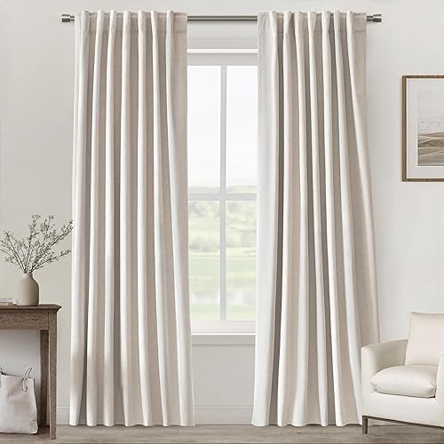 Miniatura 63 de UHITECH Cortinas Opacas de Lino Natural para Sala de Estar/Dormitorio Ventana Pequeña 54 Pulgadas de Largo Juego de 2 Paneles Cortina Opaca Pestaña