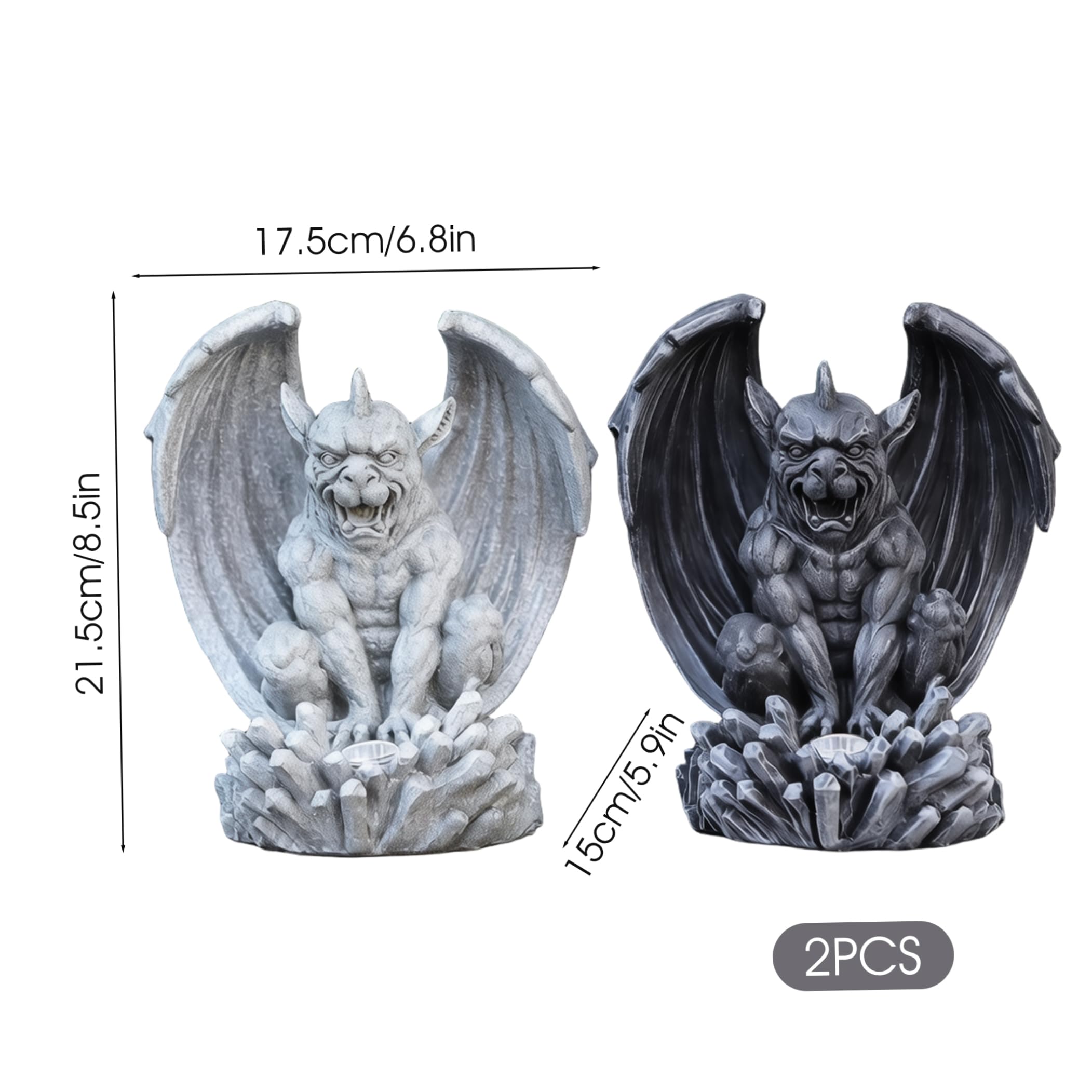 Luci per statuette Gargoyle, confezione da 2 statue per esterni di Halloween ad energia solare