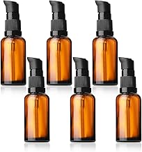 Annlpoy 6 pcs 30 ML flacons vides en Verre Marron, flacons à Pompe en Verre ambré vides Réutilisables pour Lotions, Shampoings et Huiles Essentielles, Protection UV pour Cosmétiques