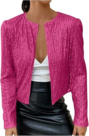 FASHIONISM Damen Bolero Langarm - Bauchfrei Shrug Für Kleider Und Outfits