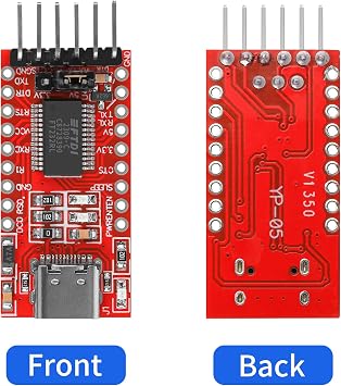 USB to TTL Serial Converter Adapter with Type-C Data Cable, Support 3.3V 5V FT232RL Module FTDI Breakout Board for Arduino