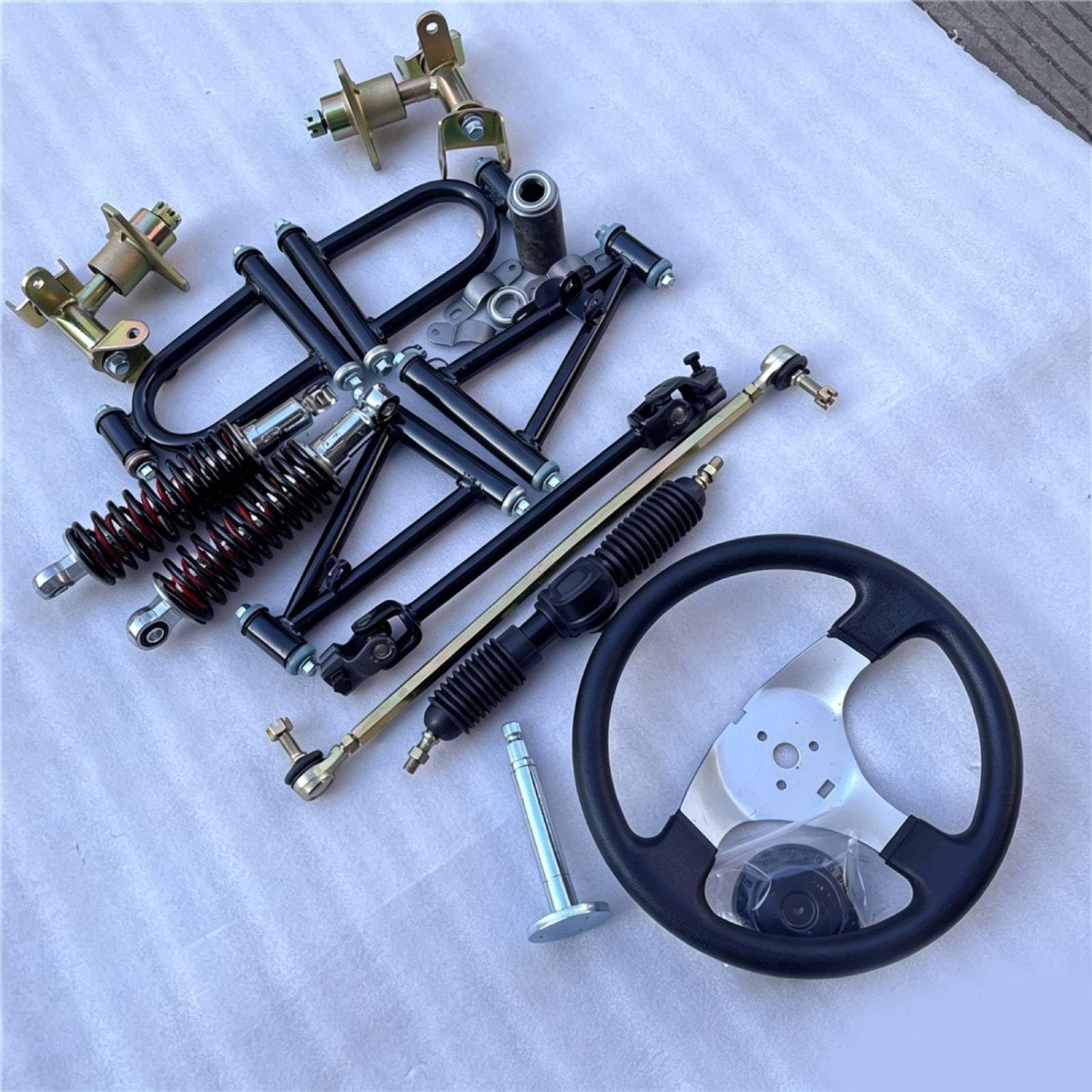 rockible Atv Anteriore Sterzo Completo con Volante Albero Tiranti Sospensione E Staffe Hardware Incluso Metallo E Plastica Ammortizzazione per Terreni