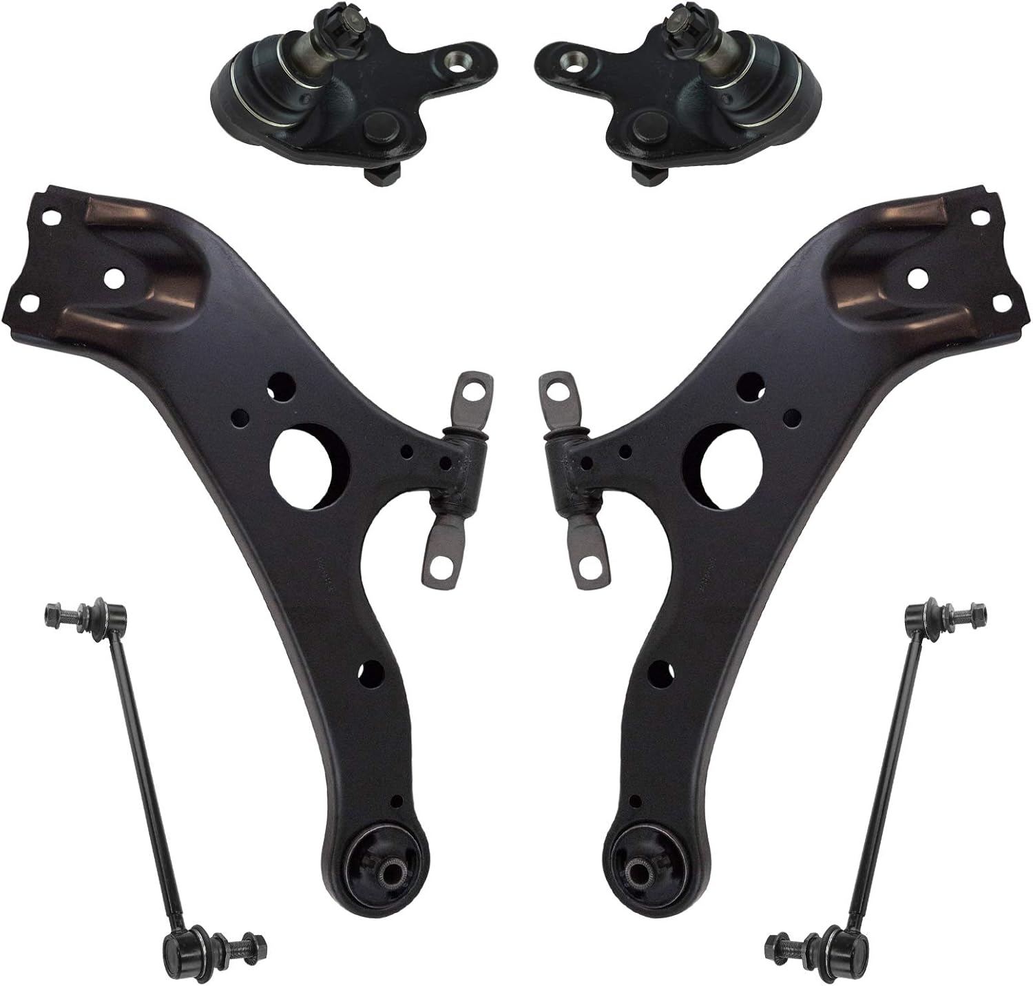 TRQ 6 Piece Suspension Kit Front Lower Control Arms Ball Joints Sway Bar End Links Compatible with 2011-2020 Toyota Sienna PSA65052