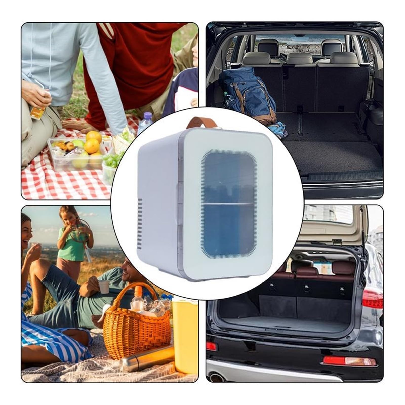 Congelador portátil for Viajes, refrigerador pequeño Inteligente con 2 Modos, 6L, Transparente, ahorrador de energía, refrigerador Que Ahorra Espacio para(Pink)