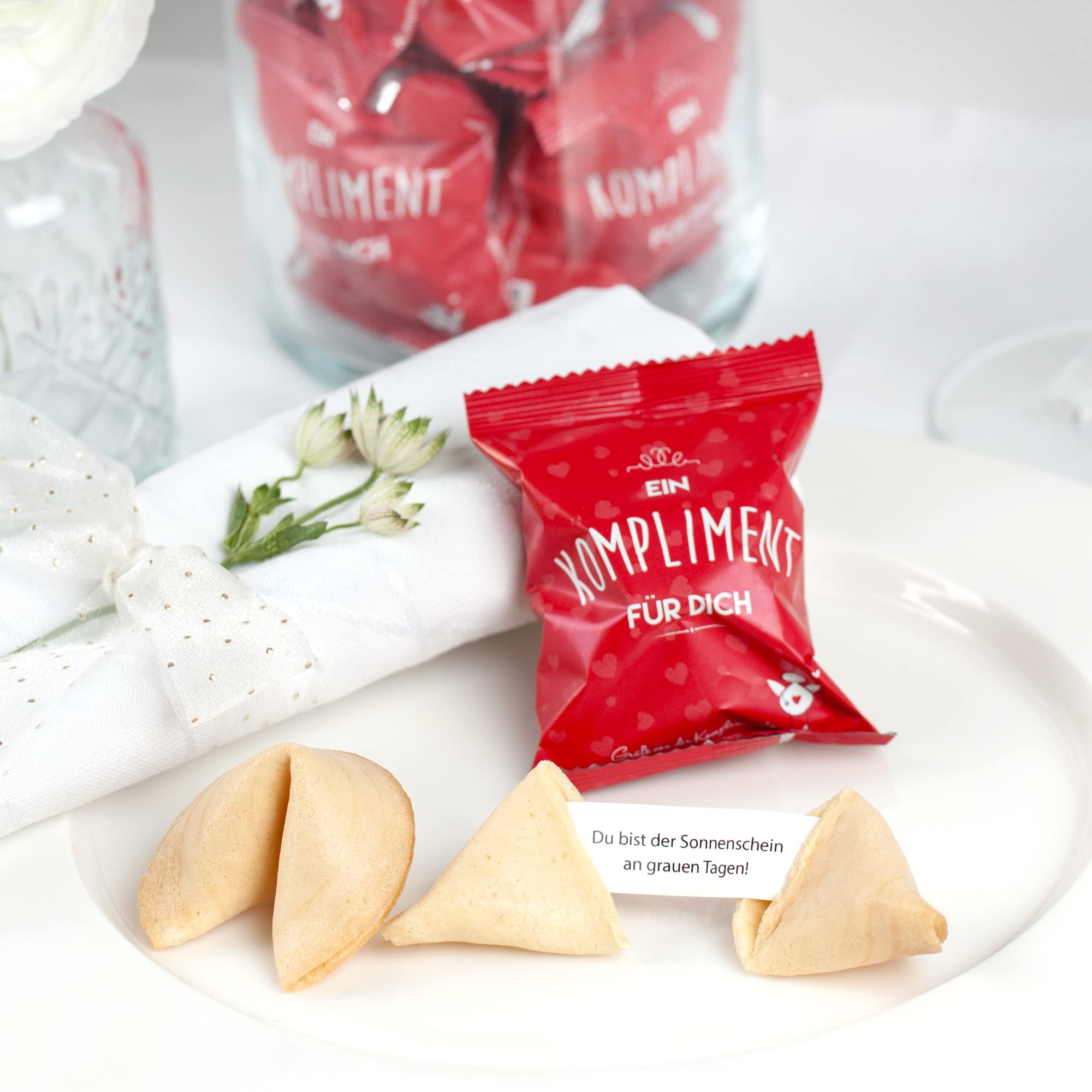 250er Nachfüllpackung Ein Kompliment für Dich Glückskekse 250 Stück Glück Kekse Adventskalender Füllung Glückskekse für die Aufstellpackung | frisch gebacken, vegan & made in Germany
