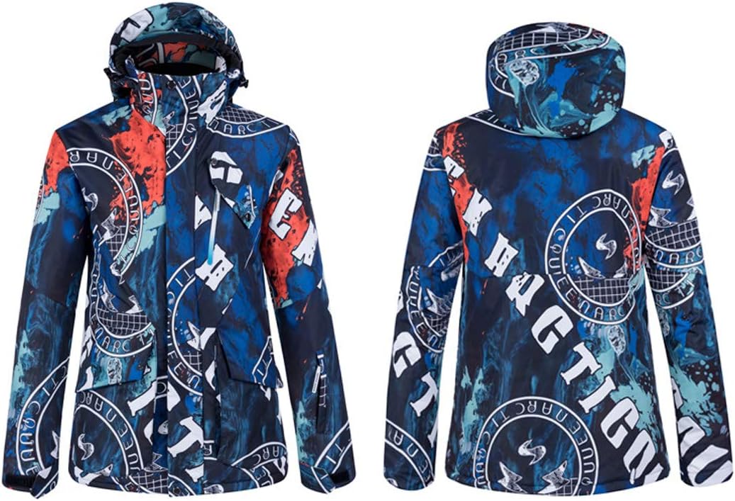 Mens Windproof Ski Suits Winter Waterproof Warm Hooded Jacket and Pants Snowsuit Set