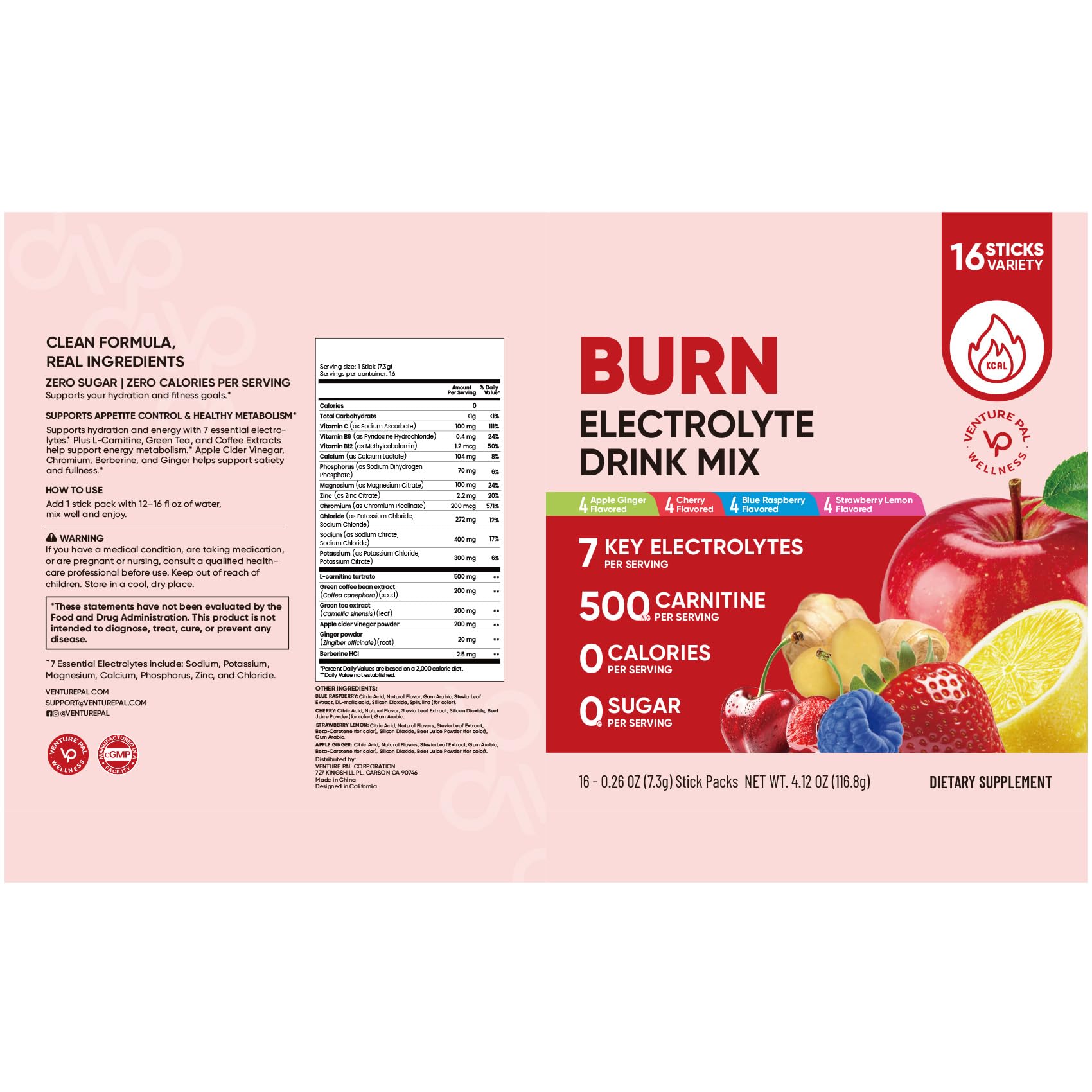 Venture Pal Sugar Free Hydration Packets + Burn Support Electrolytes Powder — Amazon image 9