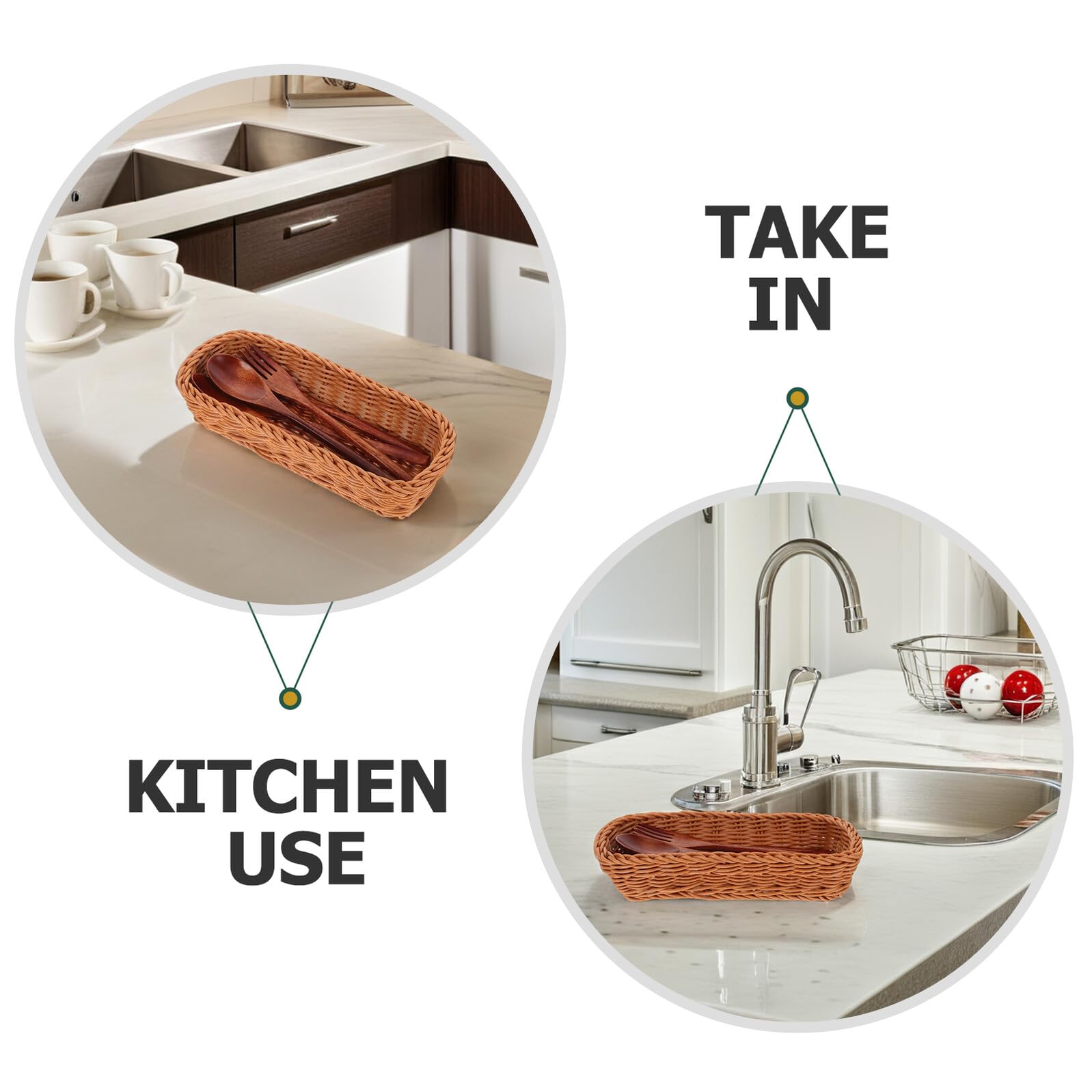 Mobestech Cesta de Ratán Sintético para Guardar Palillos y Cuchillos Organizador de Vajilla para Cocina Cesta para Cubiertos de Plástico para Almacenar Utensilios de Cocina
