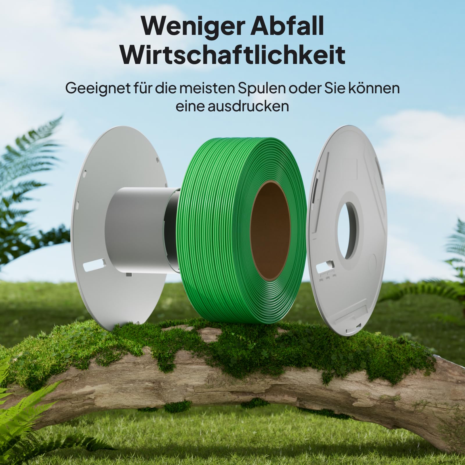 DEEPLEE PLA BASIC filament uzupełniający, 1,75 mm, bez szpuli, kompatybilny z większością szpulek wielokrotnego użytku, czarno-biało-czerwony i zielony trawiasty, zestaw 4 kg