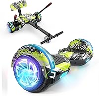 Vista 10 de Hoverboard de 6.5" de dos ruedas con asiento de autoequilibrio, scooter eléctrico con ruedas de luz LED Flash