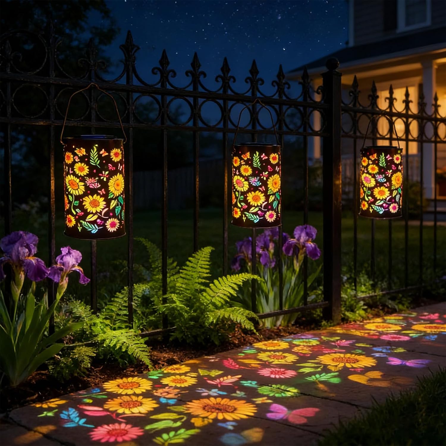 Sunflower Glow Solar Garden Lantern Flickering Garden Lantern Waterproof Metal Flower Lamp Professional Landscape Lighting Style, Heavy Duty Patio Accessory (A)