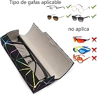 Vista 5 de Abwuulq - Funda de gafas deslumbrante celosía, funda protectora portátil para gafas, cubierta rígida para gafas de moda, unisex..