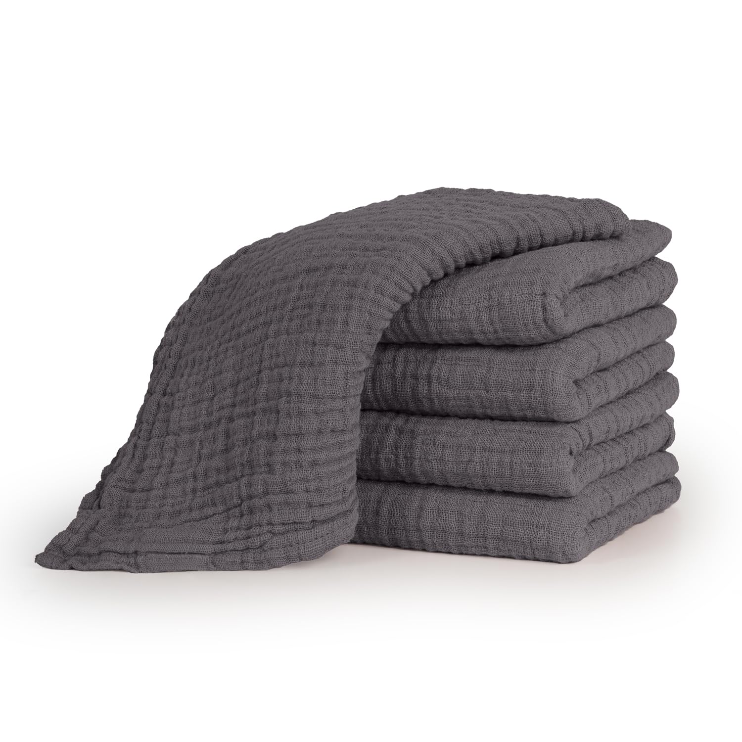 Laleni Baby Burp Cloths, Set of 5, Cotton, 70x70 cm – Non-toxic, Highly Absorbent Gauze Cloths & Muslin Cloths – Washable – Anthracite
