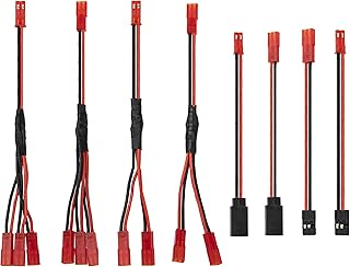 8Pcs JST Plug Y Splitter,JST to JR Male Female Wire Adapter JST Y-Harness Connectors Parallel Extension Cable Compatible with Traxxas TRX-4 RC Crawler Receiver ESC Winch Cooling Fan Led Lights