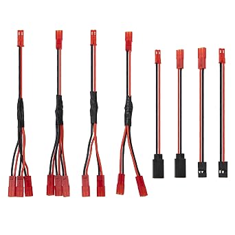 8Pcs JST Plug Y Splitter,JST to JR Male Female Wire Adapter JST Y-Harness Connectors Parallel Extension Cable Compatible with Traxxas TRX-4 RC Crawler Receiver ESC Winch Cooling Fan Led Lights