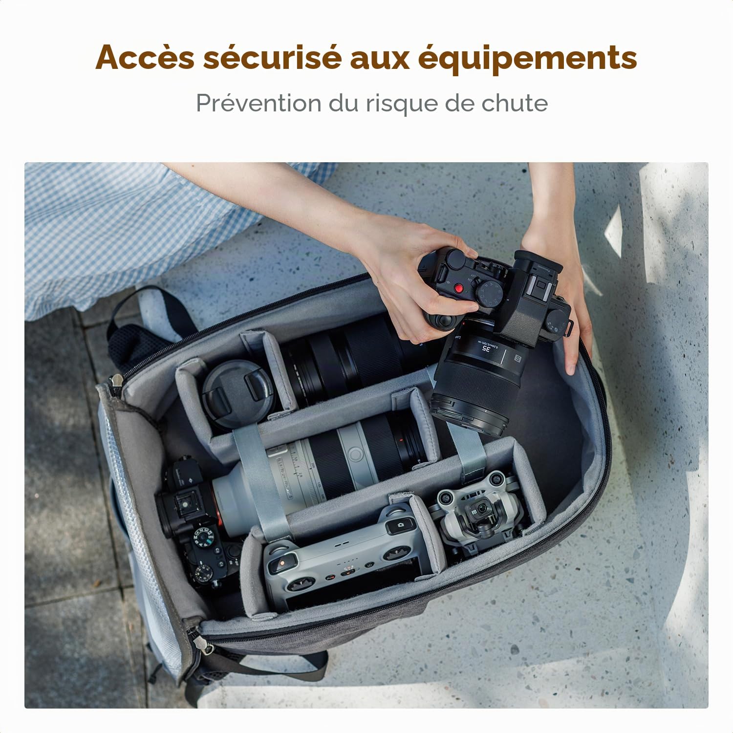 K&F CONCEPT Sac à Dos pour Appareil Photo, avec Housse de Pluie Grande capacité de 18L, avec Compartiment pour Ordinateur Portable de 15,6"