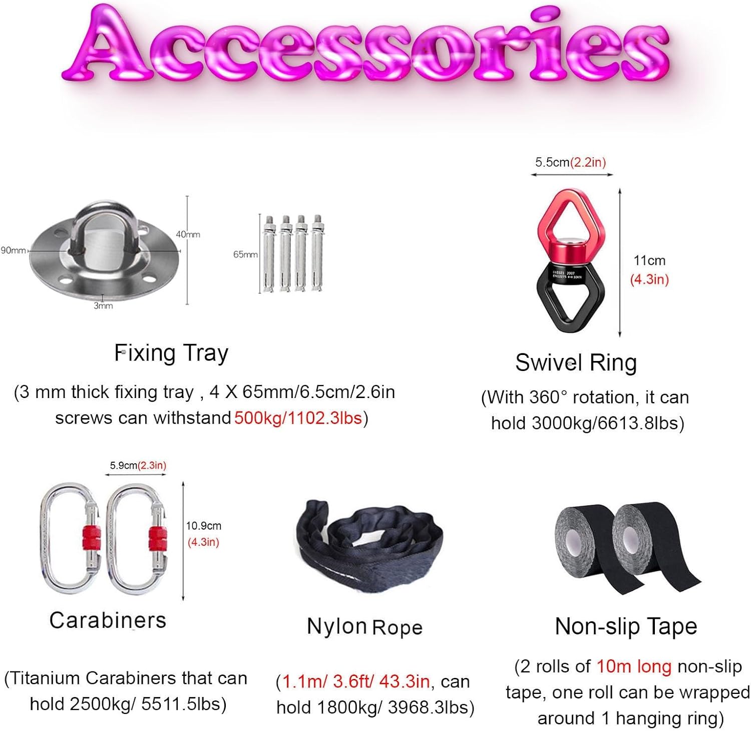 Chirp Wheel Yoga Back Wheel Aerial Yoga Hoop Set with Non-slip Tape & Accessories, Acrobatic Aerial Ring for Performance, Home Stretching Swing for Dance Splits & Reduce Stress(Size:White Non-slip tap