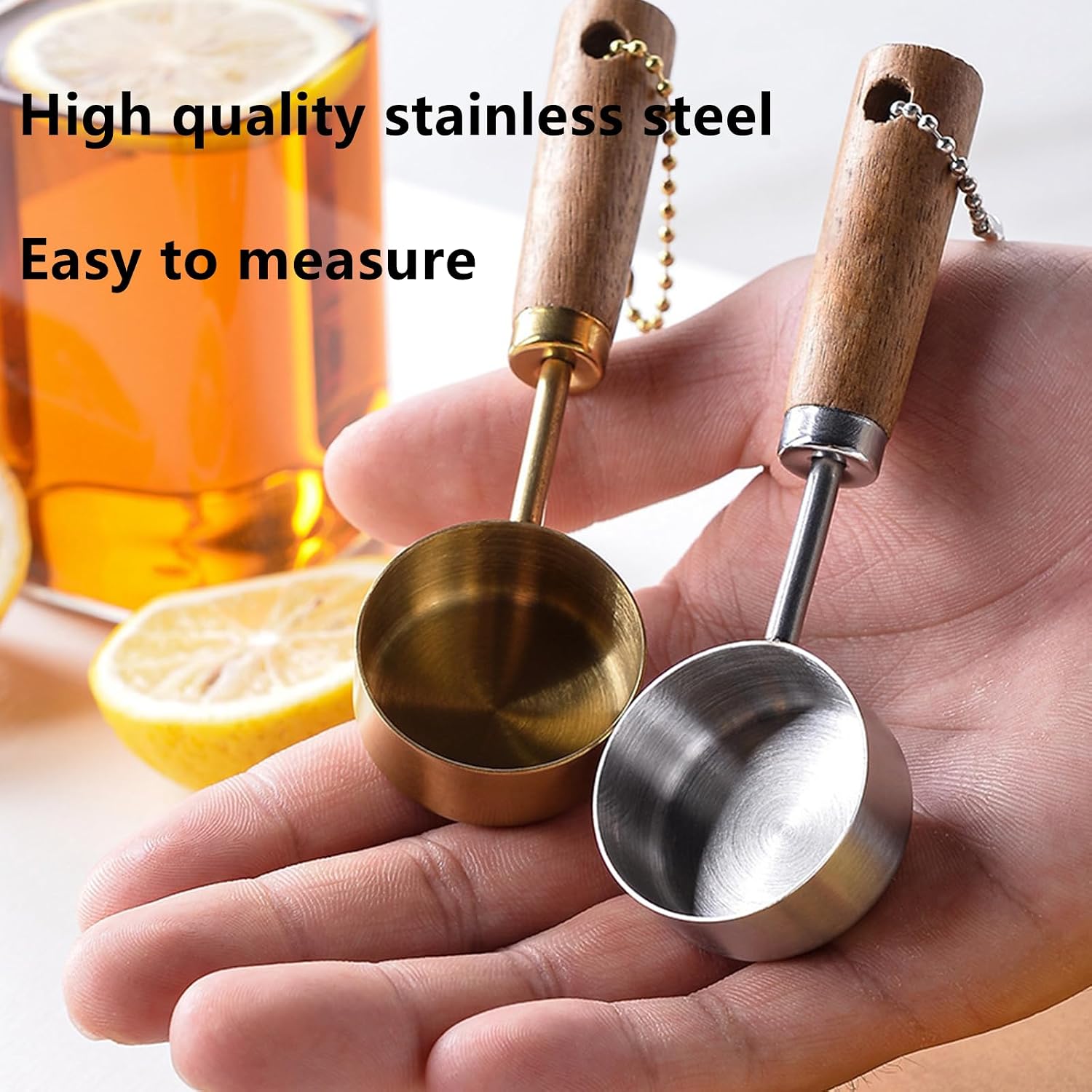 2 Count Stainless Steel Coffee Scoops, 15ml Each, Silver