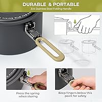 Vista 3 de Alocs Camping Cookware Set - Lightweight Camping Pots and Pans - Portable Outdoor Cookware with Kettle - Camping Cookware Mess Kit for 2