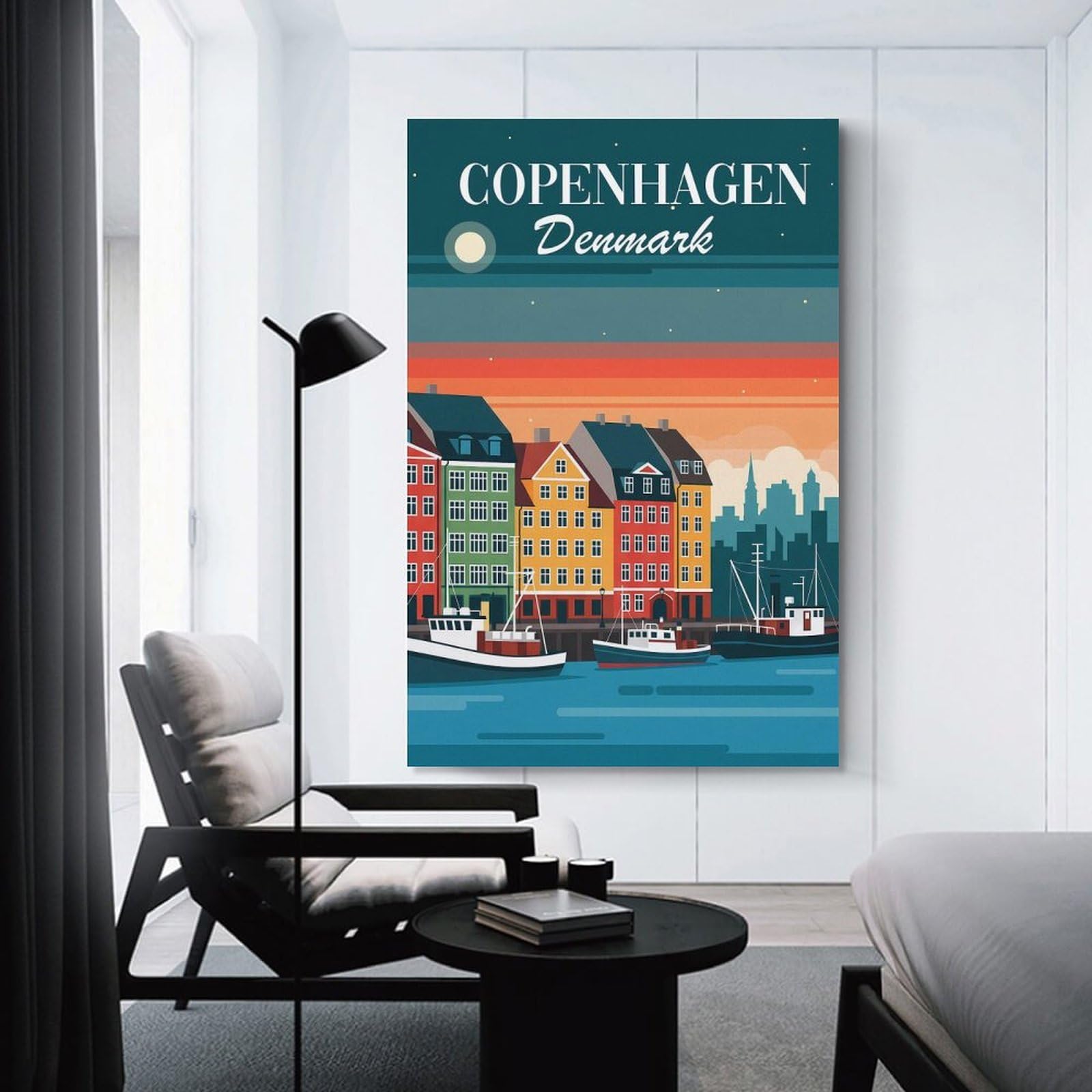 Junmoney Copenhagen Denmark Skyline Hanging Wall Art, 20x30inch(50x75cm), for Entrance Walls, Hall Decor Or Foyers, Wall Decor to Refresh Empty Corners