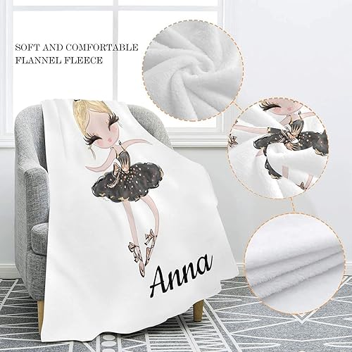 Miniatura 4 de Manta personalizada con diseño de bailarina rubia, para cama, sofá, sofá, viajes, camping, senderismo, suave, acogedora, 50 x 60 pulgadas