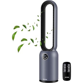 Echos Tower Fan Very Quiet Floor Fan Energy Saving Floor Fan with Remote Control Fan with Cooling Oscillating 24H Timer High 