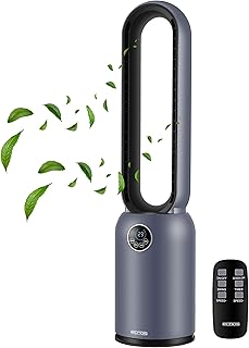 Echos® Turmventilator sehr leise Standventilator energiesparend Bodenventilator mit Fernbedienung Ventilator mit Kühlung Oszillierend 24H Timer hoher Luftdurchsatz Luftreiniger mit Hepa Filter