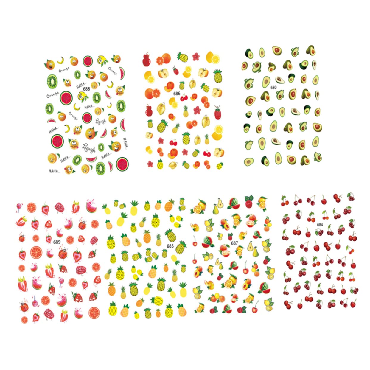 3 Set Adesivi Per Unghie Design Frutta Decorazioni Manicure Facili Applicare Per Donne E Ragazze Per Feste E Speciali 12 Fogli*3