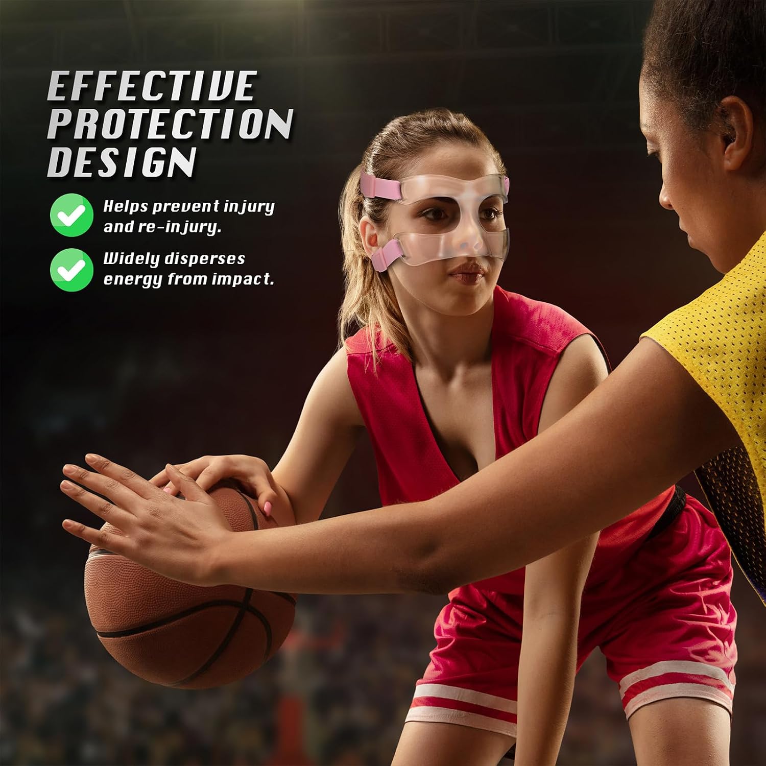 AF01B Women Nose Guard for Broken Nose Adults Adjustable Basketball Soccer Sports Face Shield Mask with Foam Padding for Youths Teens