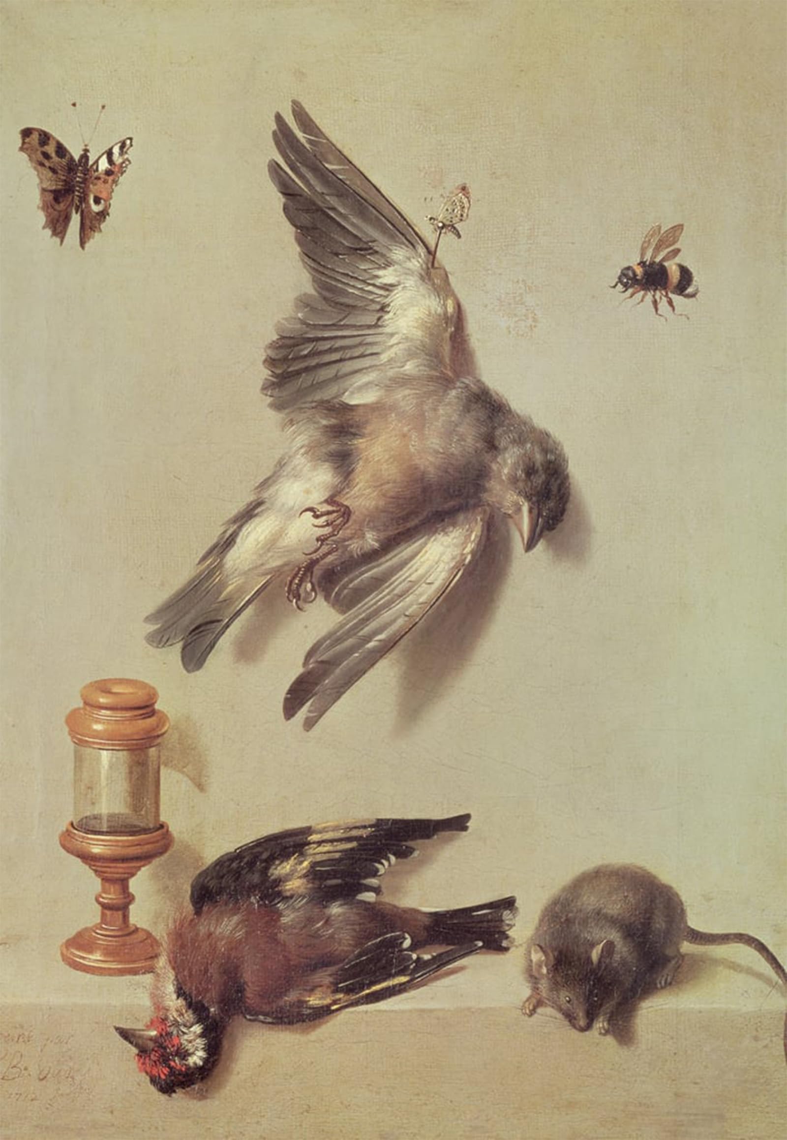 SERENDIPITP Aesthetic Poster Photo Wall Print Retro Picture Still Life of Dead Birds and a Mouse by Jean Baptiste Oudry Modern Wall Artwork for Home Decor 60x90cm
