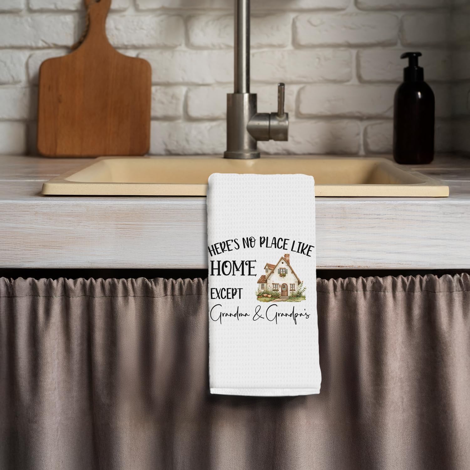 Grandparents House Warming Kitchen Towels,Grandparents Gifts from Grandkids Dish Tea Towels for Kitchen,Grandma and Grandpa Gifts Decorative Hand Towel for Bathroom,16x24 Inch - Image 3
