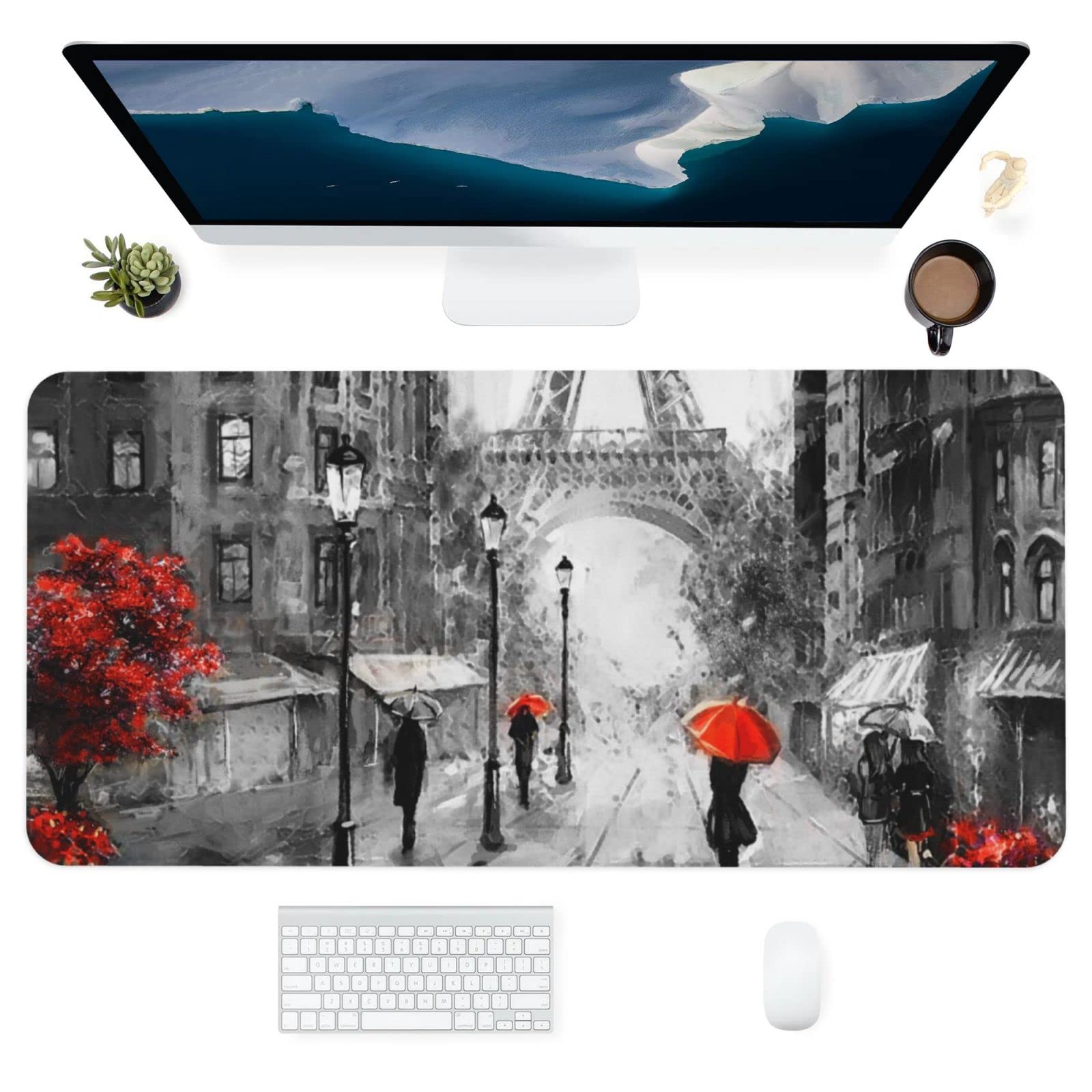 Paris Street Mouse Pad - Eiffel Tower Design With Non-Slip Rubber Base, 9.5x7.9 Inch