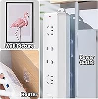 Vista 2 de Double Sided Adhesive Wall Hooks,20 Pack Self Adhesive Hooks,Suitable for Hanging and Organizing Power Outlets, Picture Frames, and Tissue Boxes at