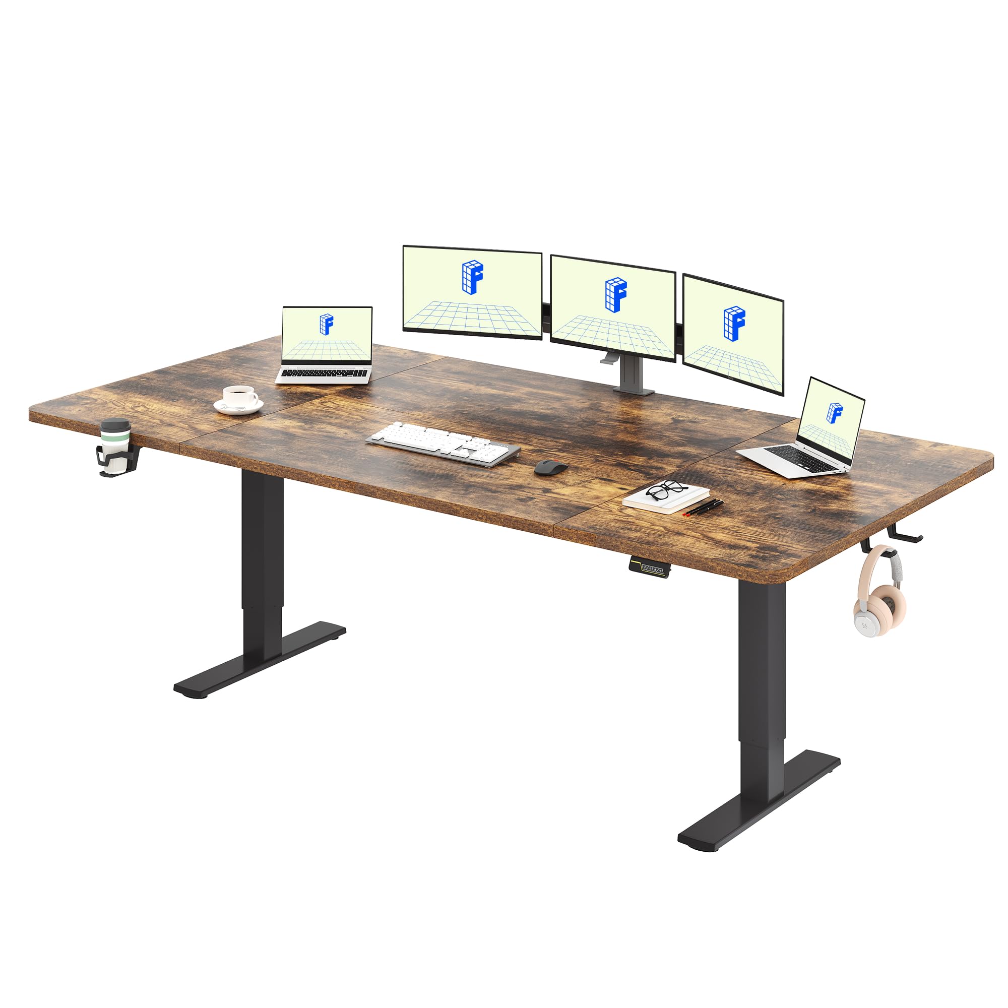 FLEXISPOT Scrivania Regolabile in Altezza 200 * 80 cm, Tastiera con Memoria, Con Gancio, Standing Desk Scrivania Motorizzata