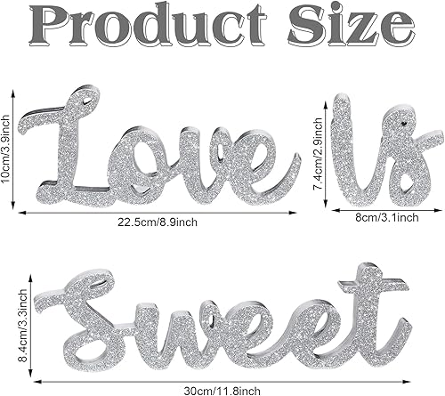 Miniatura 9 de Letrero hueco de madera con texto en inglés "Love Is Sweet" para mesa de postre, letras de madera con texto en inglés "Love Is Sweet" para estante