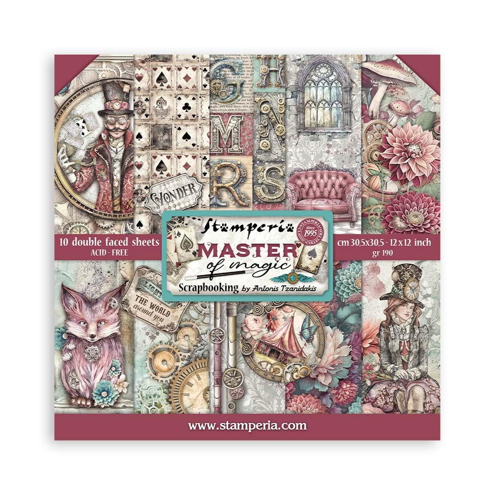 Stamperia Scrapbook Papierblock Scrapbooking Pad Master of Magic 30,5 x 30,5 cm, doppelseitig, säurefrei