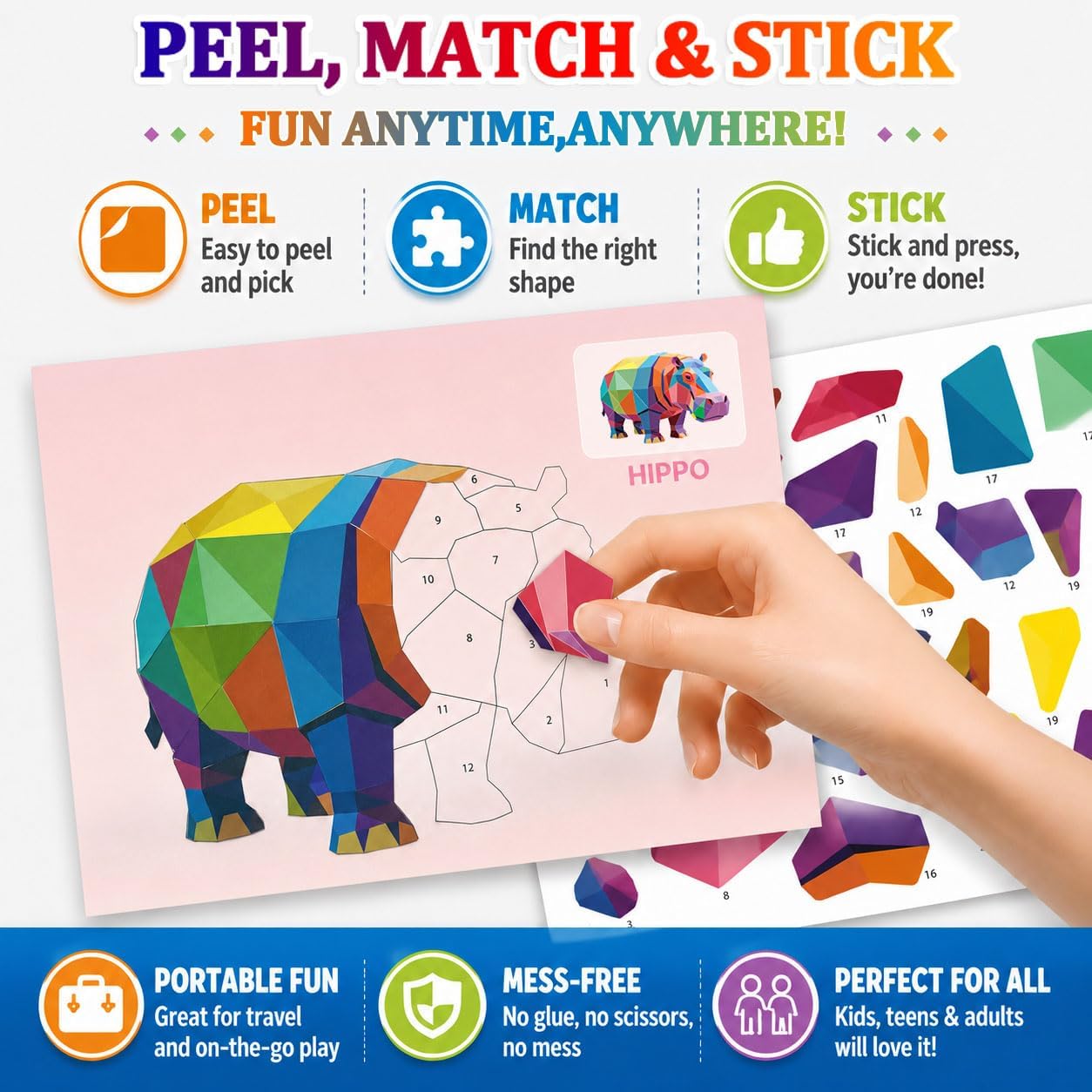 Sticker by Number for Kids, 4-Pack Sticker Activity Books with 24 Designs, 3D Sticker Sets for Adults, Travel Toys & Quiet Time, Birthday Gifts for Girls Boys Ages 6-12+ thumbnail