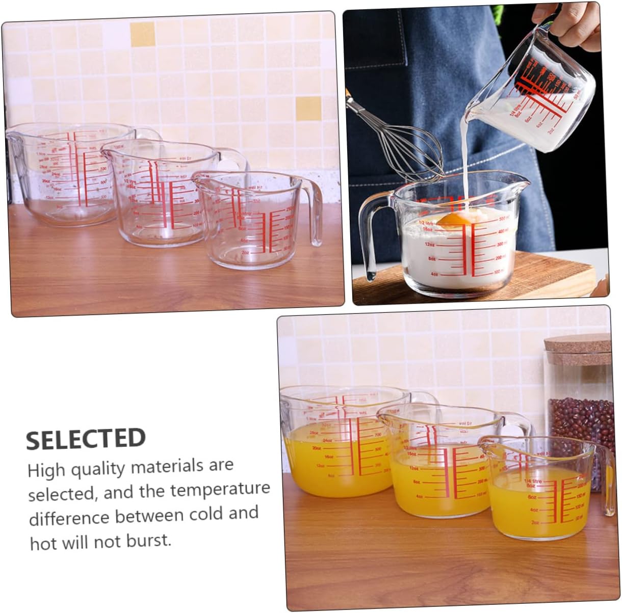Garneck 1pc Glass Measuring Cup Transparent Baking Tool Capacity Easy to Clean Scale Design for Accurate Measurement Kitchen Cooking and Baking