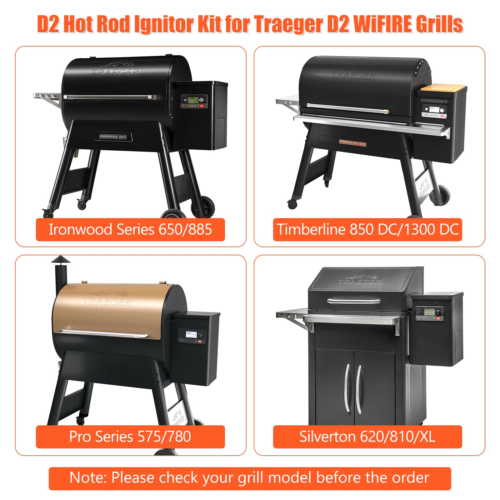 OUTGIK Hot Rod Zünder-Set Für Traeger Pellet-Grills – Kompatibel Mit Pro, Ironwood, Silverton – 20V, 80W