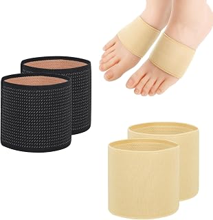 2 Pairs Copper Arch Support Sleeves, Elastic Plantar Fasciitis Braces for Foot Care, Universal Size Foot Compression Sleeve for Flat, High, Fallen Arches for Women & Men - Wear Under Socks