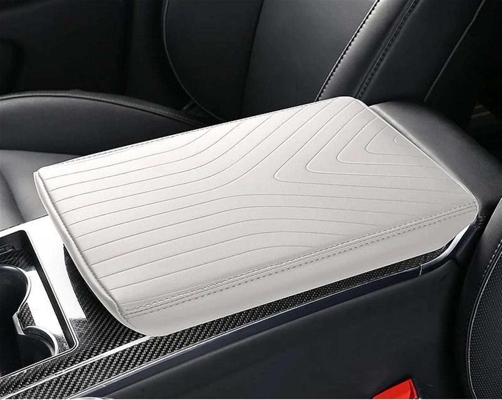 Auto Center Konsole Abdeckung Armlehne Box Leder Pad Zubehör Für Tesla Für Modell X Für S 2023(Bianco)