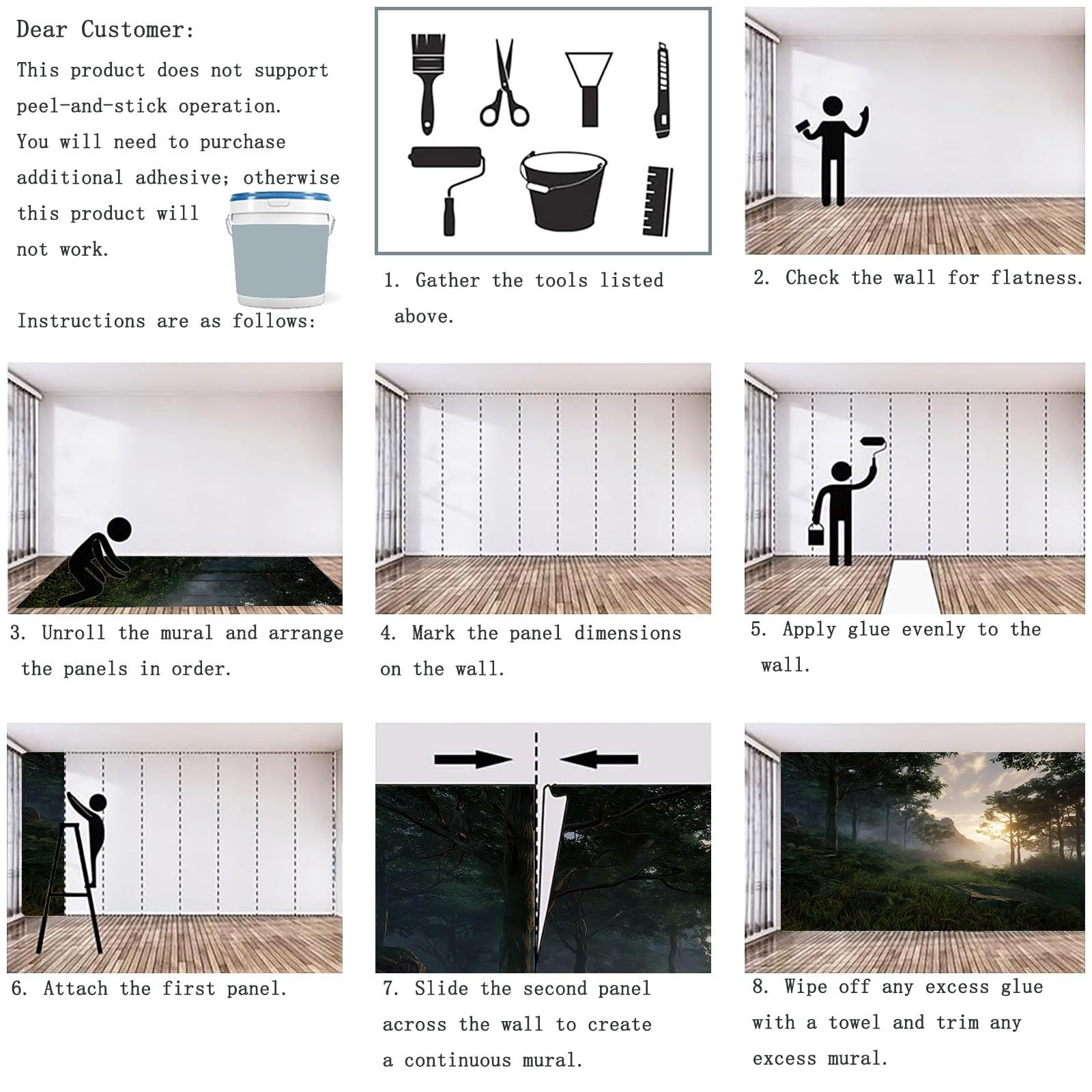 Tapeta mural, las poranna mgiełka górskie lasy dekoracja pokrycie ścienne tapeta naklejka ścienna naturalna fotorealistyczna sztuka do salonu, sypialni, biura, medytacji, szałwia, zielony 350 x 256 cm