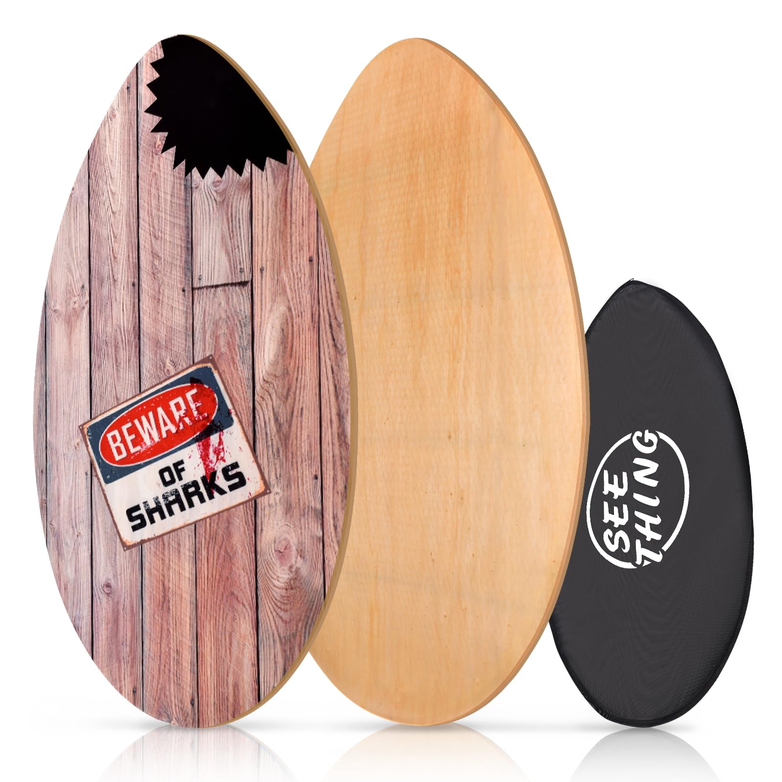 seething 35 Inch Skimboard with High Gloss Coat Wood Skim Board for Beginners,Kids, Teenagers, Adults and All Skimming
