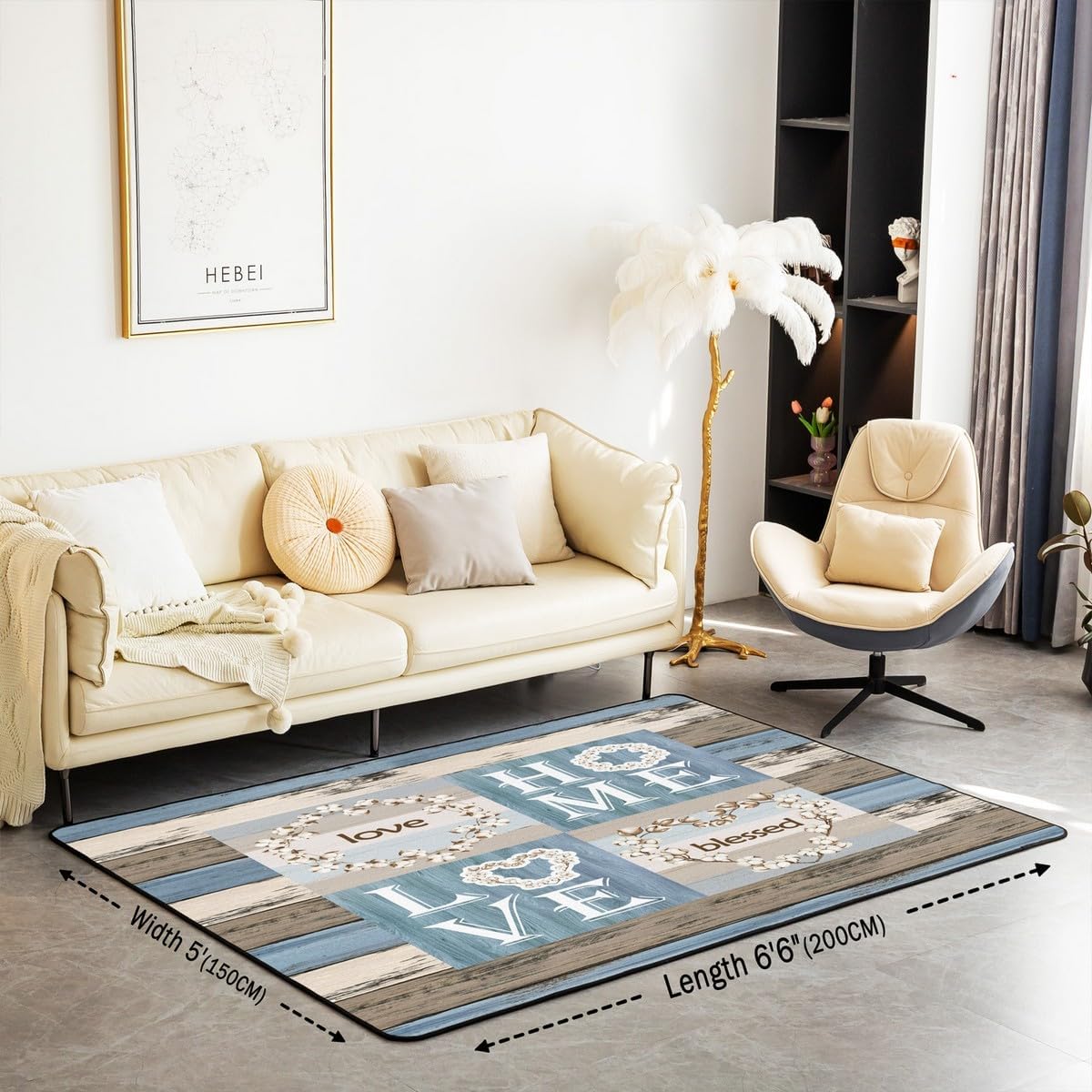 Feelyou Vintage Floral Flower Rugs for Living Room Bedroom Area Rug 3x5 Kids Sweet Love Boys Girls Western Farmhouse Decorative Rug Rustic Country Wood Plank Cotton Indoor Floor Mat