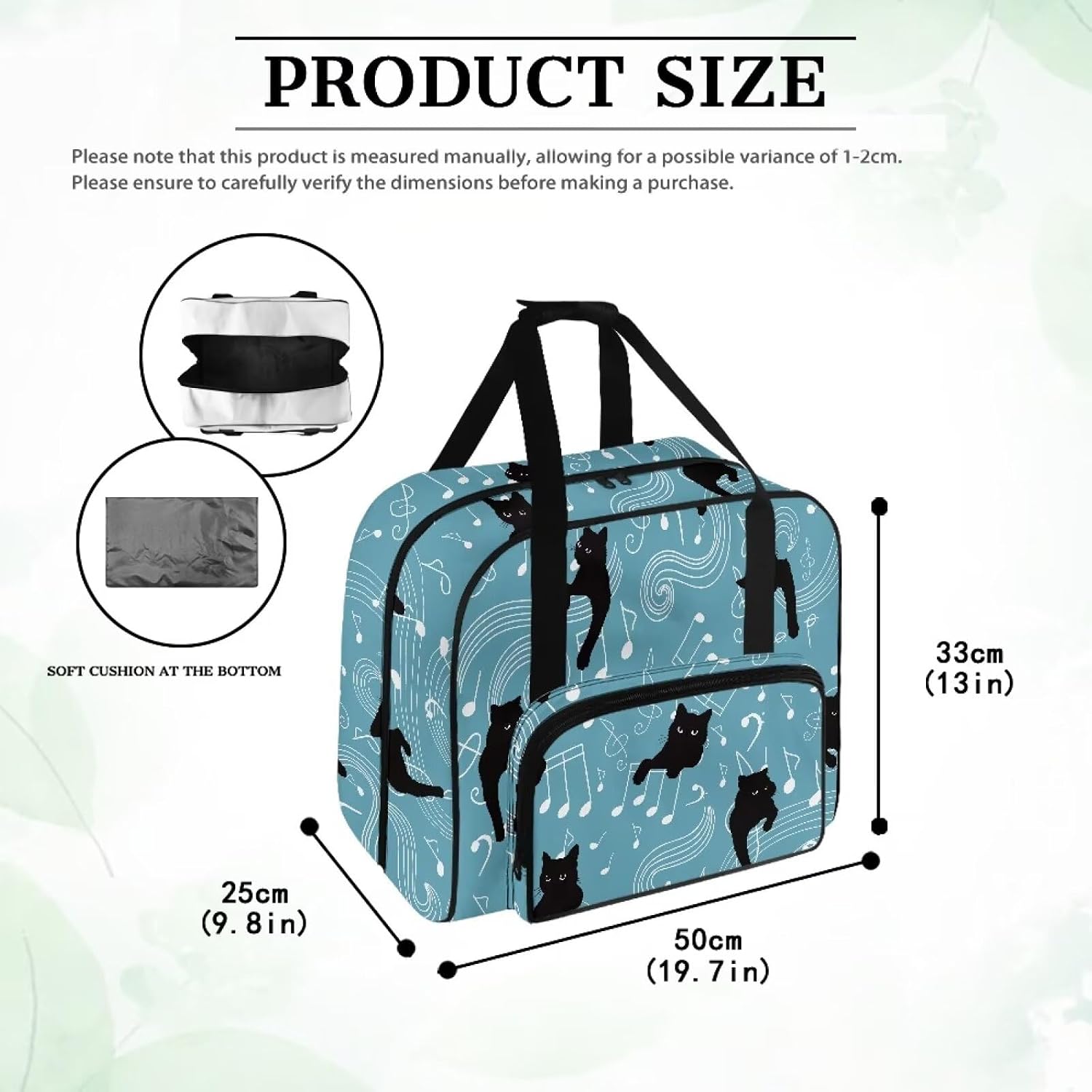 Cat Music Note Sewing Machine Carrying Case Anti-scratch, for Most Standard Sewing Machines and Accessories