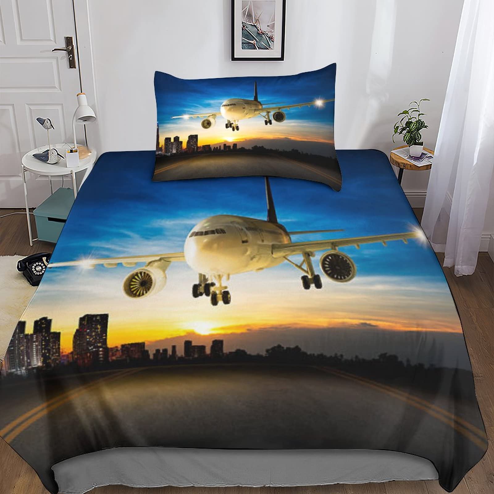 Parure de lit thème du vol pour chambre d'enfant passionné d'aviation