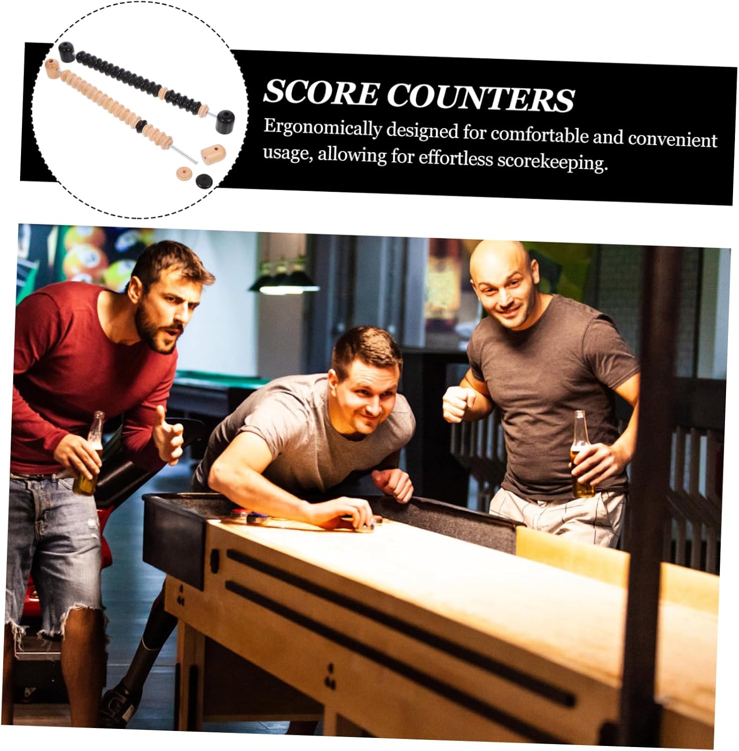 Wooden Shuffleboard Score Keeper Multi-Functional Scorekeeper Bars for Shuffleboard Table Football Sturdy and Score Markers