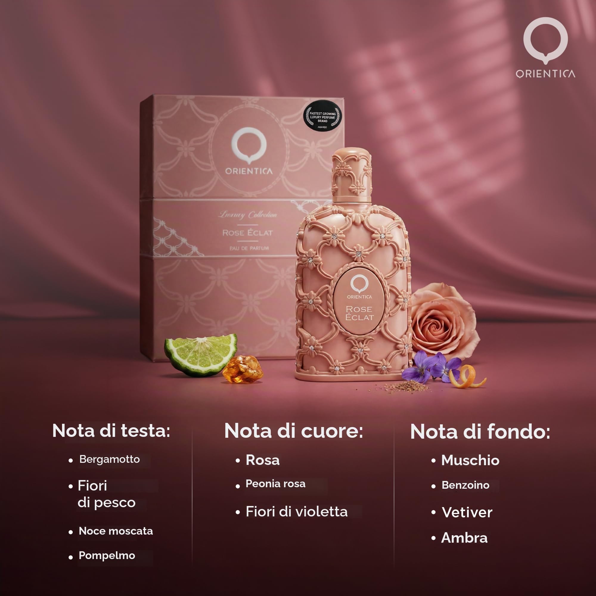 Orientica Luxury Collection Rose Eclat Eau de Parfum 80 ml | Profumo arabo di lunga durata per uomo e donna