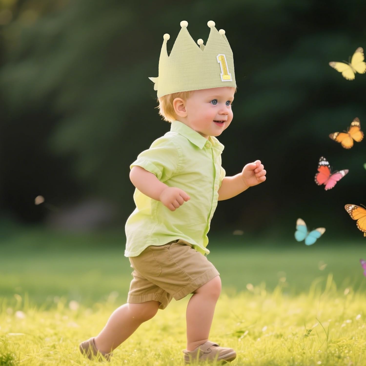 Handmade Crown Hat 1st Birthday for Baby Boy Girl 1-3 Years Birthday Party Decoration Headband - Image 5