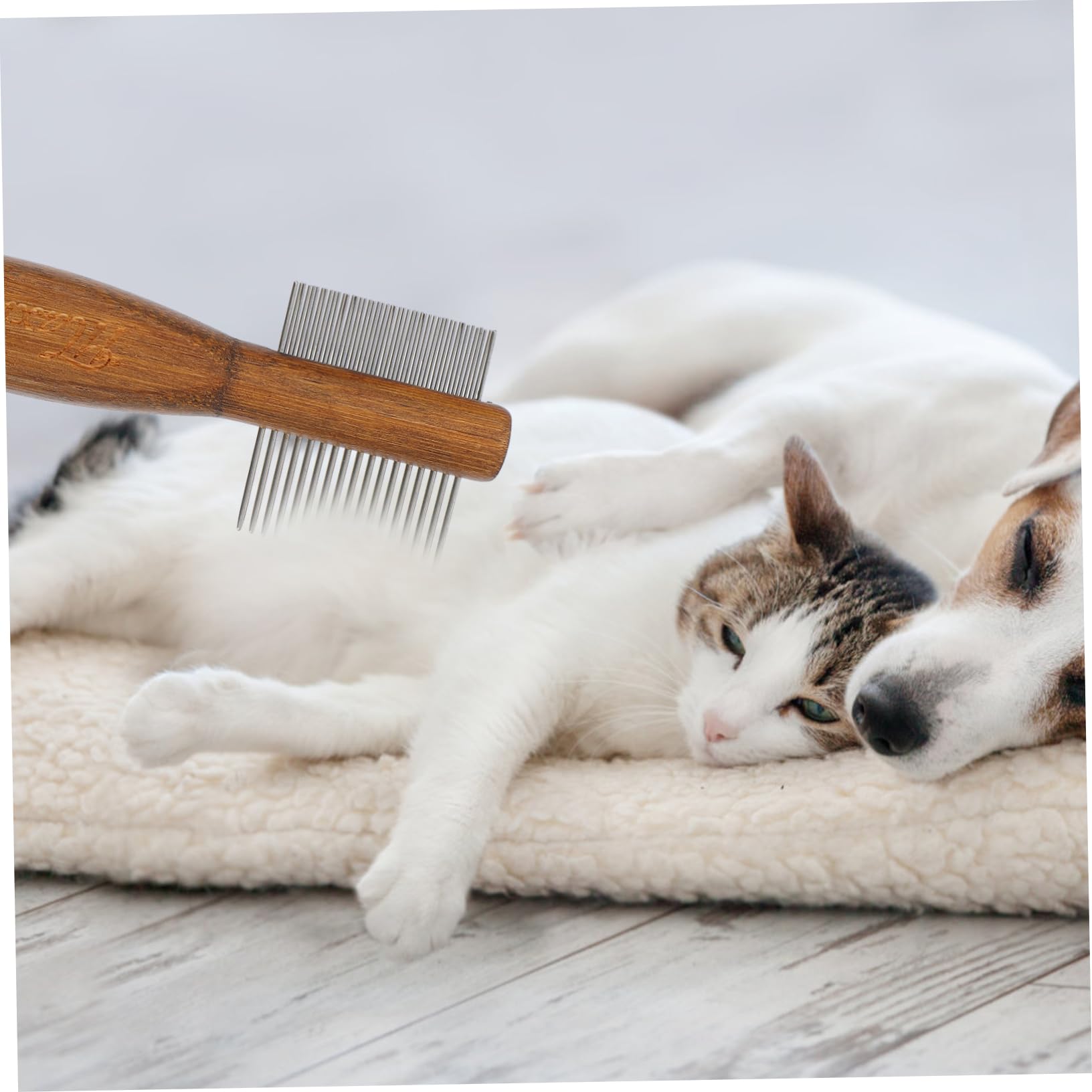 Happyyami 3piezas Peine De Mascotas Para Perros y Gatos Cepillo Deshedding De Doble Mango Ergonómico Herramienta De Cuidado y Limpieza Para Eliminar Pelo Muerto y Flotante